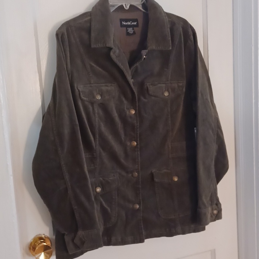 Corduroy jacket green women's size 14W -16W North Crest
